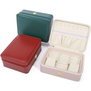 Wholesale Ring-Pull Ornament PU Leather Travel Jewelry Organizer Multi-Cells Zipper Box from china suppliers