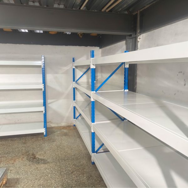 Customizable and Versatile Adjustable Rack Shelving for Frequent Goods Access Consists of Frame Components