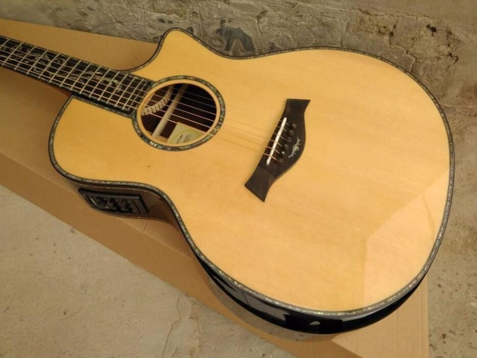 Custom body cut acoustic guitar Real abalone solid top SP14 electric acoustic guitar