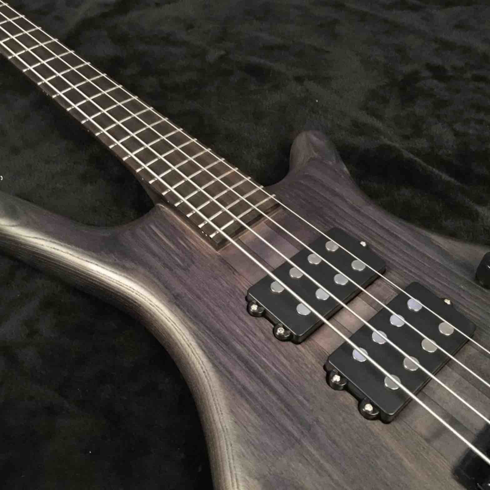 4 Strings Bass Guitar Transparent Black Color with Mahogany Body Maple Neck