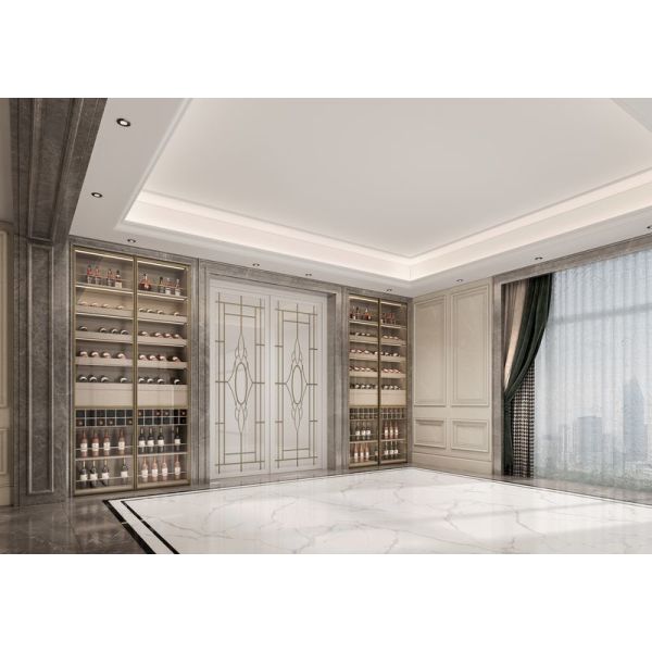 Fully Embedded Stainless Steel Wine Cabinet With Woodgrain Finish