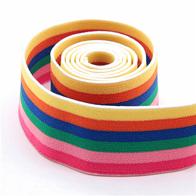 4cm Rainbow Striped Jacquard Ribbon for Garment Underwear Waistband Jacquard Elastic Band