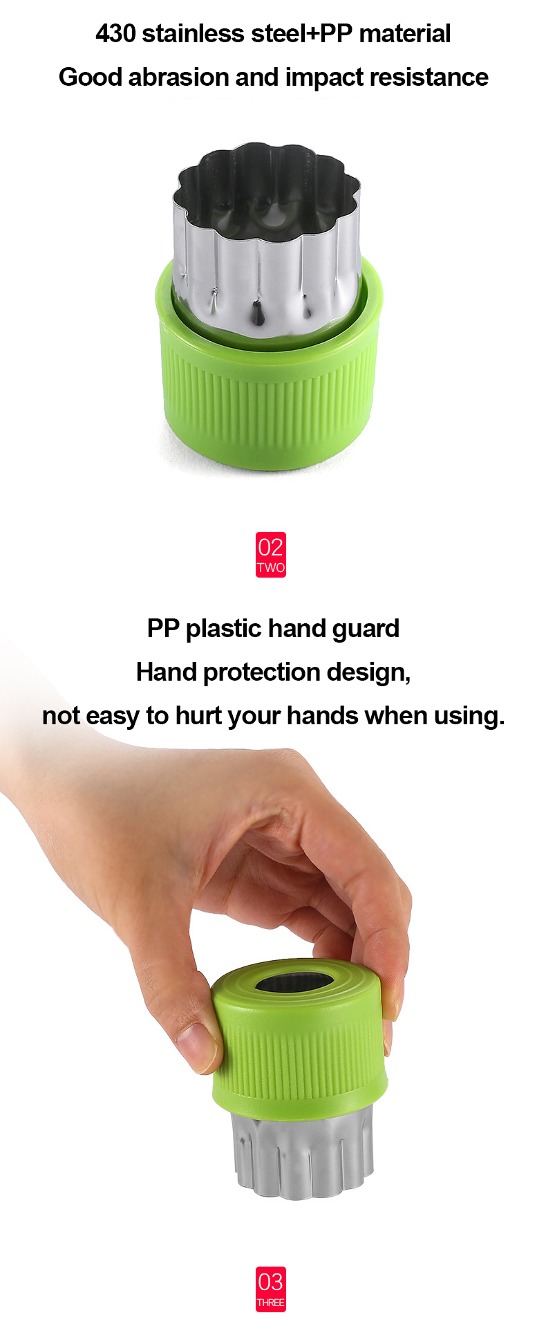 PP Handguard 430 Stainless Steel Fruits Vegetable Cutter