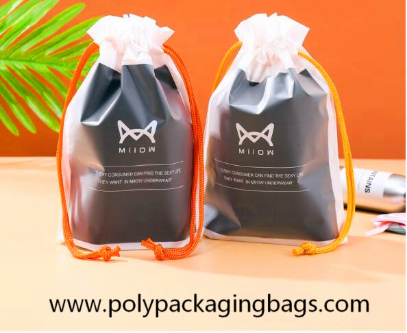 Moisture Proof Gravure Printing CPE PE Drawstring Pouch Bag Customization Logo Size Drawstring Bags