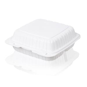 Wholesale 8" X 8" X 2.8" White 3 Compartment Disposable Food Containers Microwavable MFPP Hinged Lid Container from china suppliers