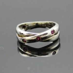 Wholesale Women Jewelry 925 Silver Red Cubic Zircon Crossover Ring (JY063) from china suppliers