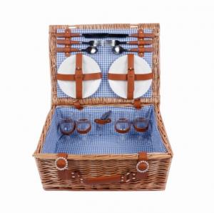 Wholesale Cheap Picnic Basket for 4 Willow Hamper Set with Insulated Compartment Handmade Large Wicker Picnic Basket Set from china suppliers