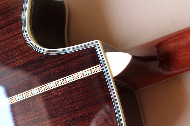 Custom 41'' 20 frets 45 cutaway body Acoustic Guitar with solid top,golden tuners,colorful pearl binding,rosewood back