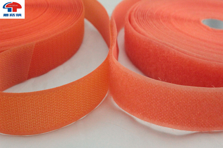 100% Nylon Orange heavy duty hook and loop Sew On For Bundle Belt