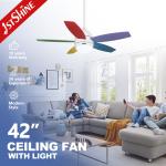OEM 5 Colorful MDF Blades Modern Ceiling Fan With Light AC Motor