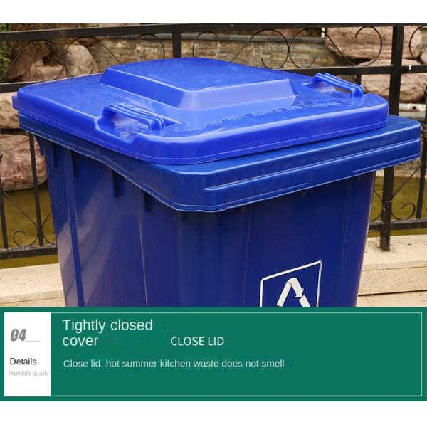 Outdoor 50 Liter Plastic Trash Can Roller Foot Clamshell Smart Bucket Bottom Raised Plastic Trash Can Wheeled Garbage Can