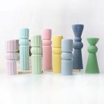 Large Tall Pillar Decorative Candle Mold Roman Aesthetic Striped Cylindrical