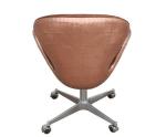 Brown,Black Vintage Retro Swan Retro Leather Swivel Chair With Aluminum Back