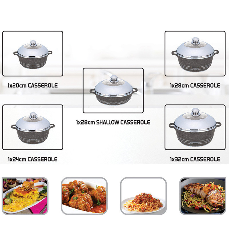 10pcs New Design Die-casting Non Stick Aluminum Cookware Sets Soup Pot