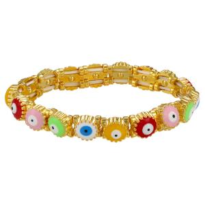 Wholesale Gold Plated 18K Gold Bangle Jewelry Enamel Adjustable Lucky Evil Eye Bracelet from china suppliers