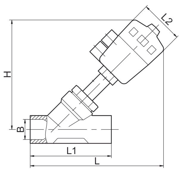 1.5'' DN40 PN16 Welding Pneumatic Angle Seat Valve Stainless Steel