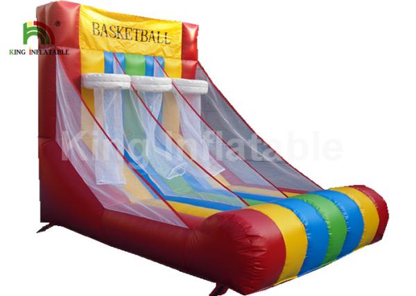 Red Triple Basketball Hoop Shoot Inflatable Sports Games For Rent Fire -
