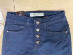 4 Buttons Ladies High Waisted Skinny Jeans Dark Blue 85% Cotton 13% Polyester
