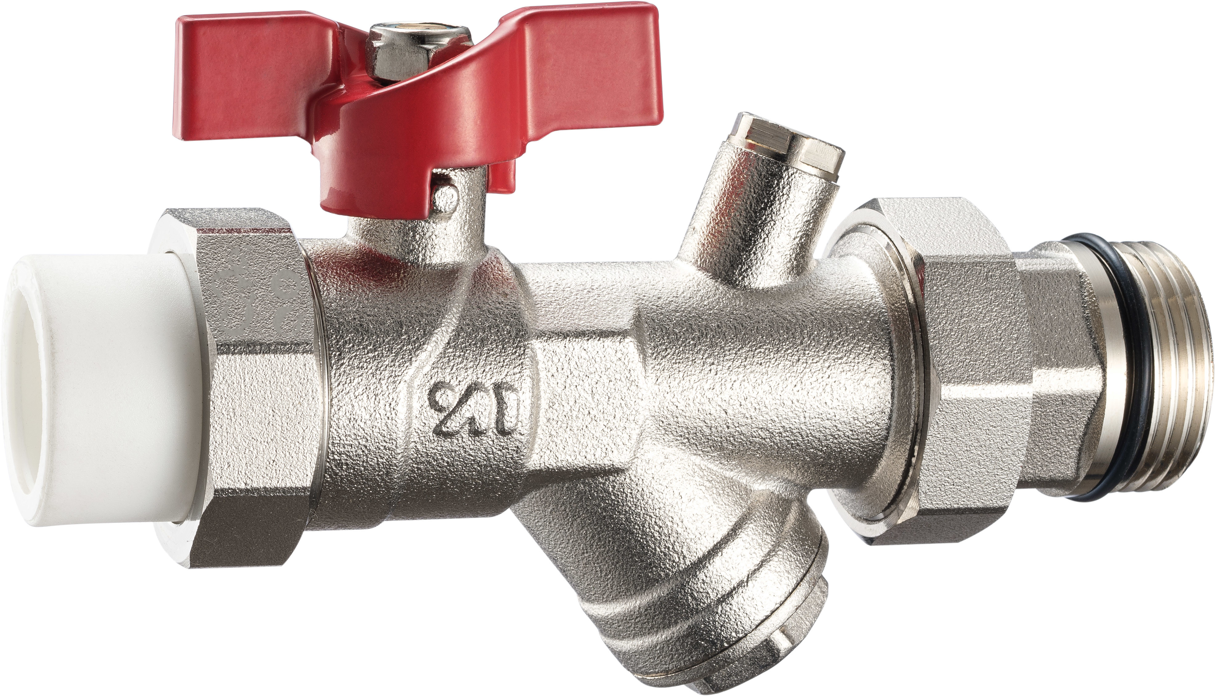 3603 3609 Straight Type Nickel Plated Brass Ball Valve w/ Meter Outlet & Built-in Strainer & Optional Brass Drain Valve