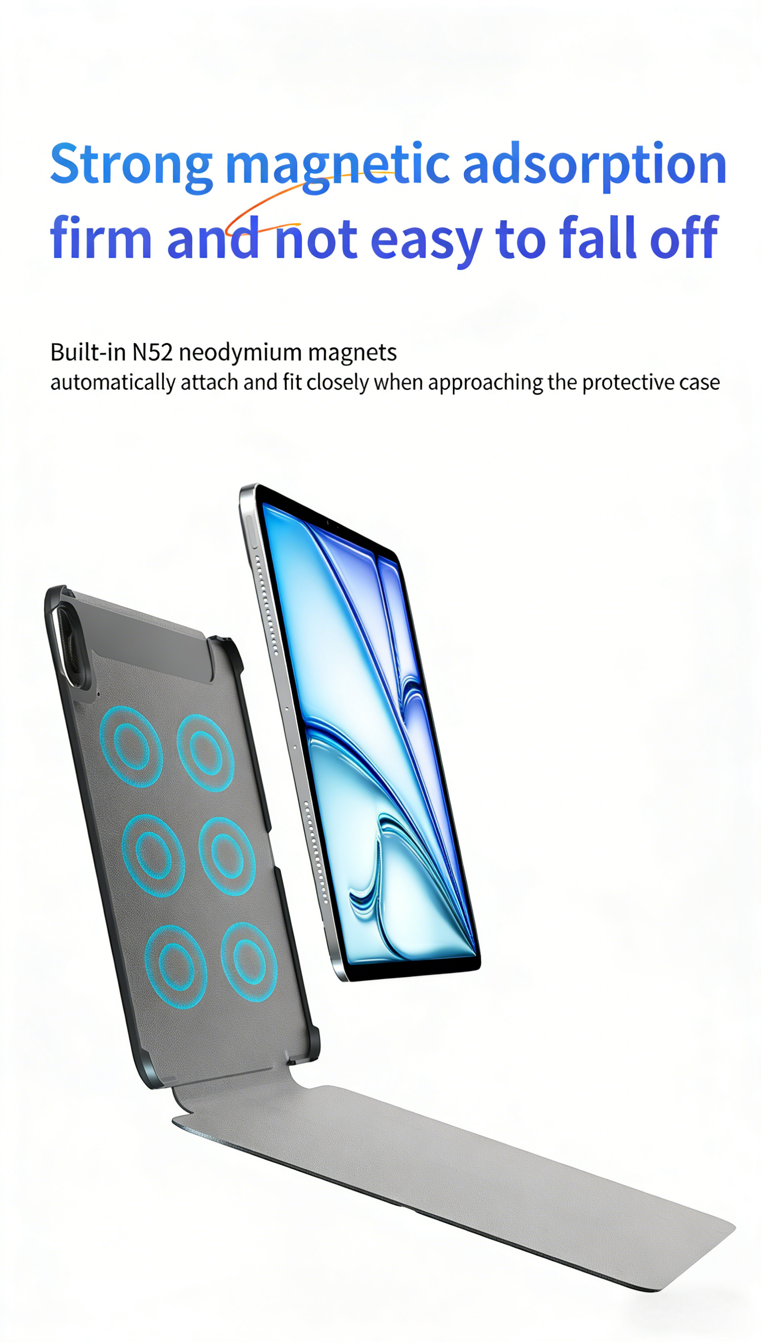 Slim Magnetic Double-sided Clip with Multi-angle Horizontal and Vertical Support Suitable for iPad IPro 13 M5/M4 OEM/ODM/Private