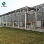 Wind Galvanized Steel 12m Multi Span Glass Greenhouse