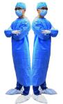 58gsm Blue Color Antibacterial Hospital Uniform Surgical Gown with oblique