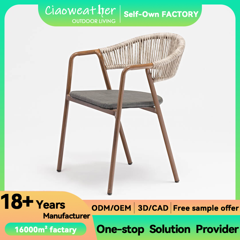 Outdoor Home Office Furniture High Back Aluminium Metal Patio Rattan Garden Chairs Set for General in Outdoor Furniture