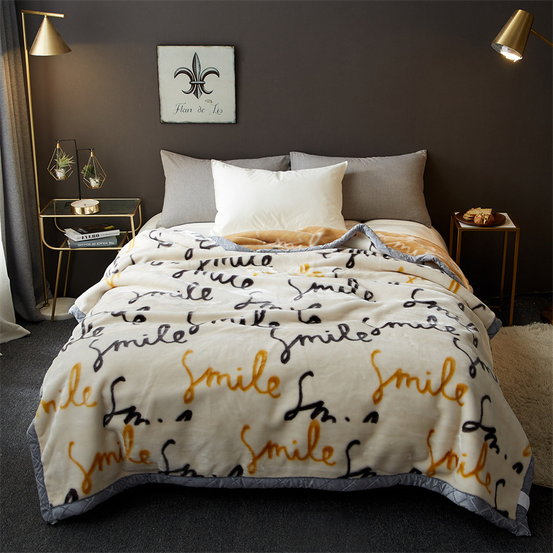 Jacquard Weave Coral Fleece Raschel Blanket for Winter Thickened Plush Nap Cover Bed