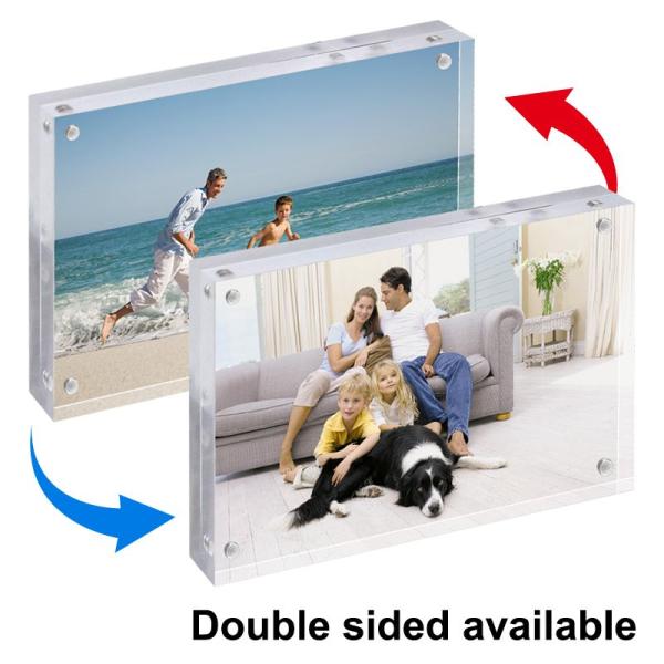 Double Side Table Top Photo Frame 10x15x2cm Acrylic Magnetic Photo Frame