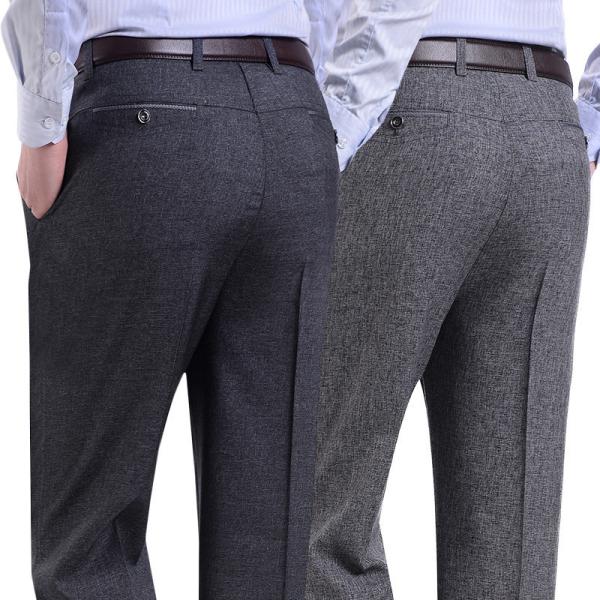 Drawstring Closure Men's Chinos Pants Trousers in Slim Fit Cotton Linen Plaid