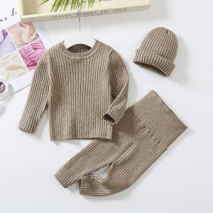 Wholesale 2023 Autumn Winter Knitted Sweater Baby Girls Boys Clothes set boy girl chunky crochet knit baby sweaters set with hat from china suppliers