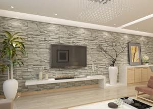 Wholesale Stylish Removable Faux Brick Wallpaper for Living Room , Grey Stone Pattern from china suppliers