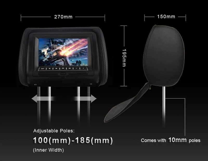 Ouchuangbo 7 inch Auto Car Headrest monitor DVD Player Car TFT LCD Monitor With Digital Panel