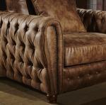 Soft Vintage Fabric 2 Seater Leather Sofa Durable Linen For Living Room