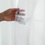 Light Filtering Linen Curtain Sheer Fabric Lace Embroidery Outdoor