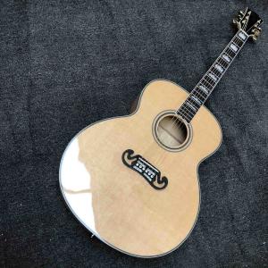 Wholesale Custom Grand GJ200FR Acoustic Guitar Red Flamed Maple Wood Back Side Abalone Binding 550A Soundhole Pickup in Natural from china suppliers