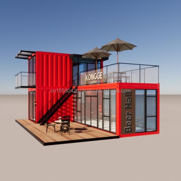 Aluminum Alloy Windows Luxury Commercial Prefab Construction House with Wall 50