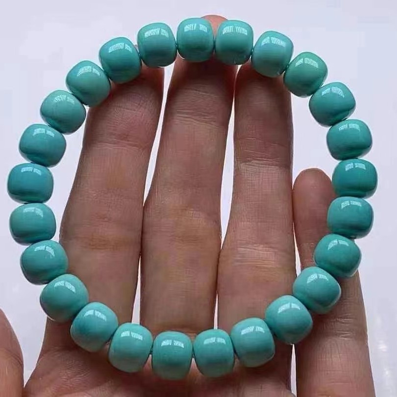 Natural Raw Turquoise High Porcelain Straight Cut Bracelets, Special Color Matching Design, Turquoise Straight Cut High Porcelain Blue Old Style