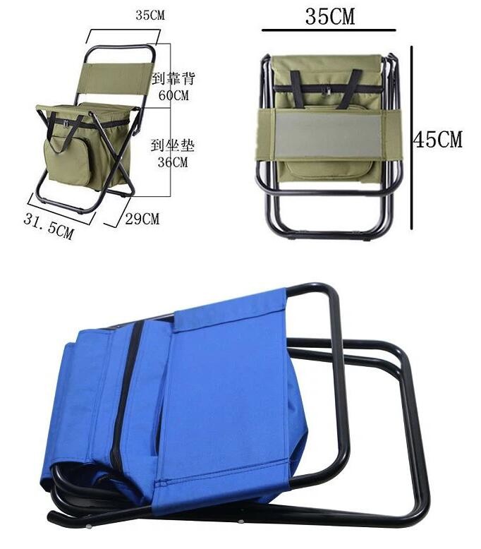 Folding Stool Backpack Insulated Cooler Bag, Collapsible Camping Hunting Fishing Multifunction Chair Front Pocket