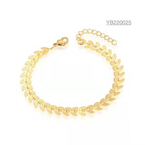 Wholesale vintage luxury brand hand chains 14k gold 3d leaf shape bracelet Stainless steel from china suppliers