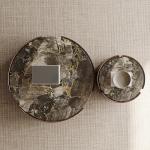 Marble Central Coffee Table Natural Stone Top Wood Legs For Living Room And