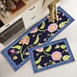 Plant Flower Printing Kitchen Floor Mats Non Slip 40*60mm Rectangle