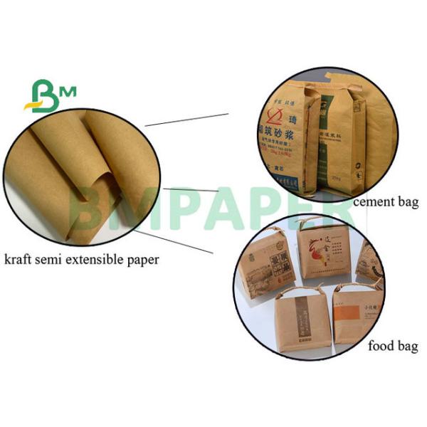31 Inch 35 Inch 75gsm 85gsm Brown Kraft Semi Extensible Paper For Cements Bags