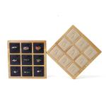 3x3 Multi Cells Solid Wood Jewellery Presentation Tray For Ear Rings Studs