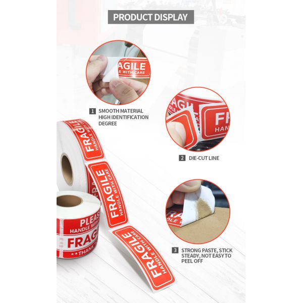 Packing Fragile Warning Labels Custom Printed Strong Adhesive