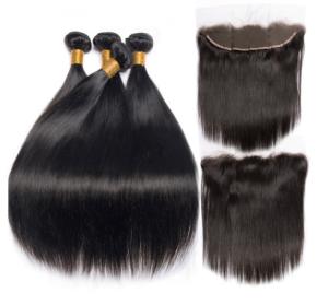 Wholesale 8''Indian Straight Bundles With Closure Virgin Hair Extensions Real Human Hair from china suppliers