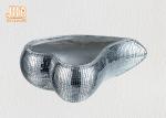 Heart Shape Mosaic Fiberglass Decoration Flower Serving Bowl Silver Mirror