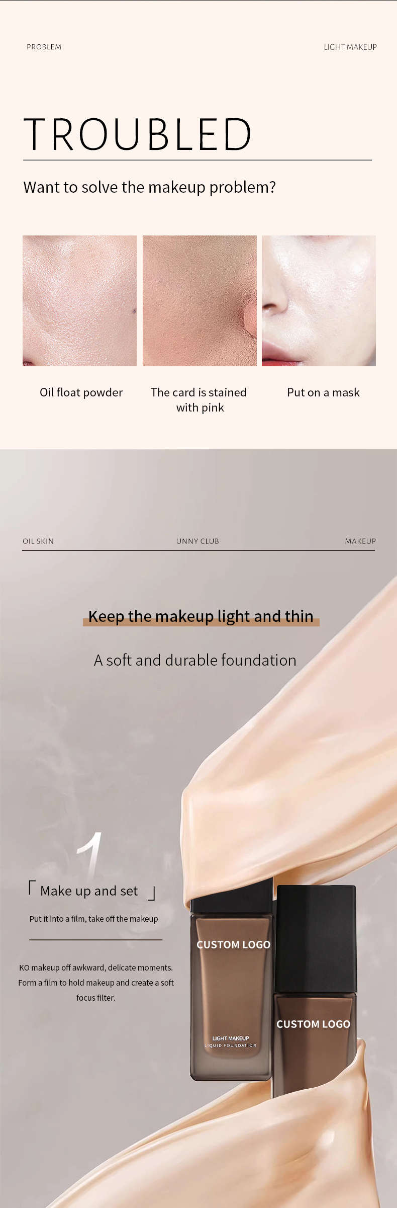 Customizable Full Coverage Makeup Foundation High Quality Lightweight Vegan Waterproof SPF Liquid Long Lasting Concealer Make