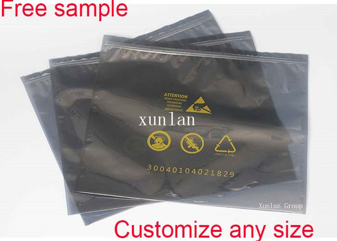 Customized Shiny Anti Static Plastic Bags Copperplate Printing 2 / 3 Sealing Sides