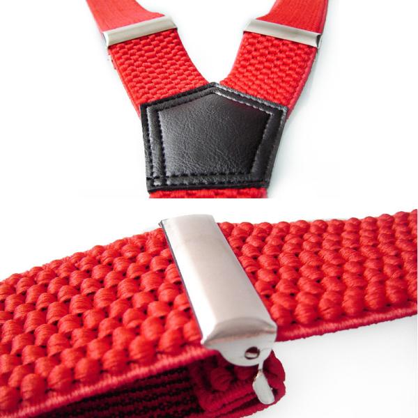 Children Polyester Elastic Strap Clip 80cm Woven Red Y Back Suspender